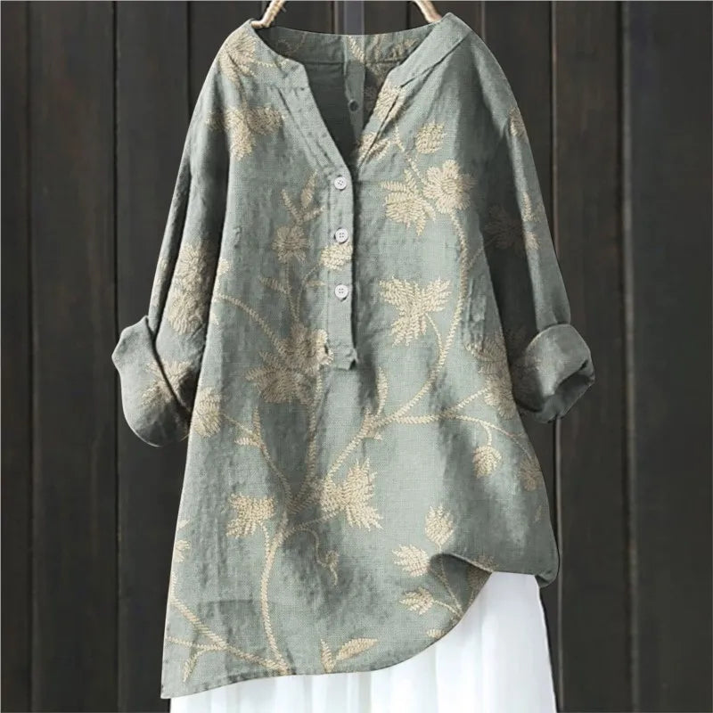 Domitilla - Blusa leggera con taglio elegante Khaki
