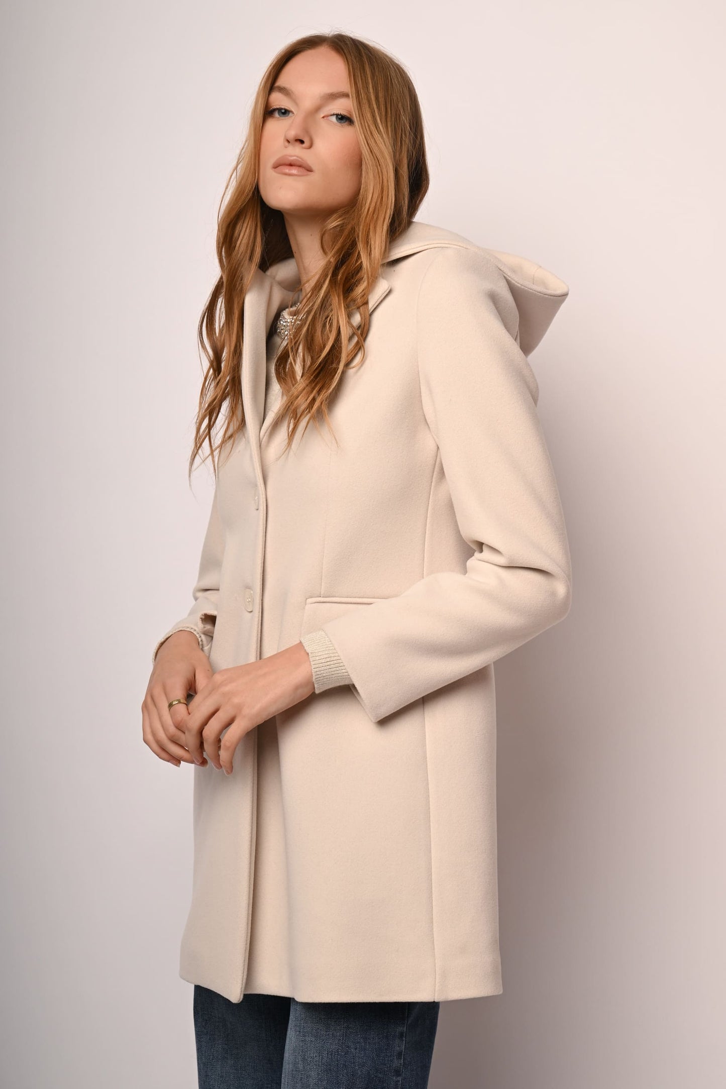 Uzzia – Cappotto Monopetto Donna con Cappuccio Elegante