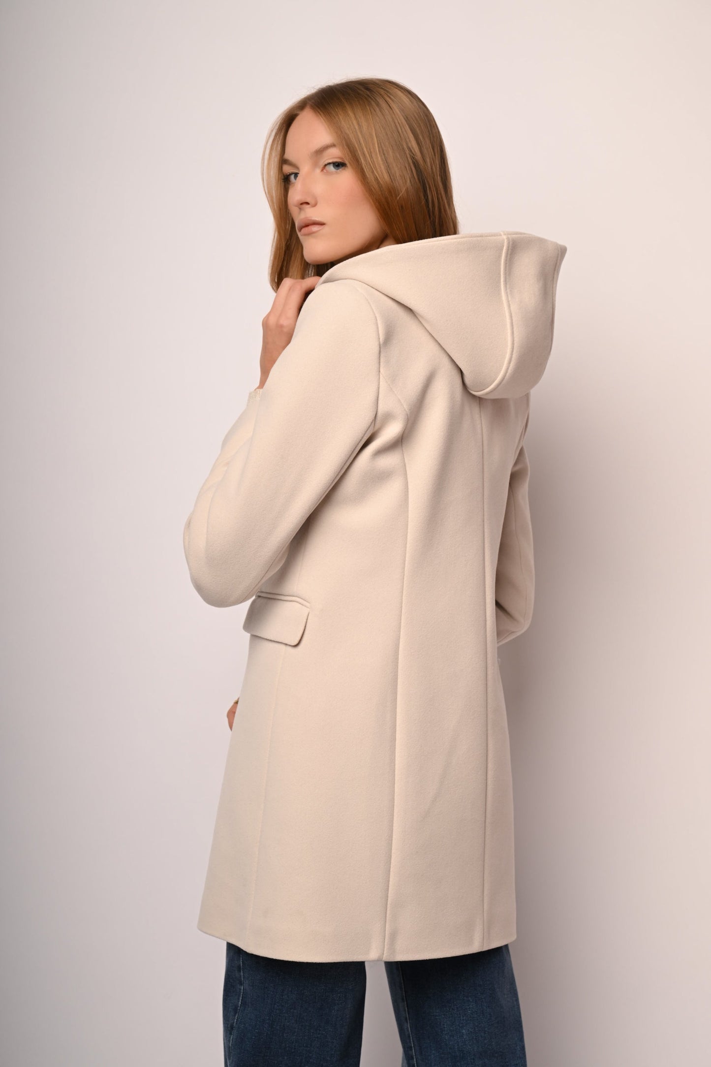 Uzzia – Cappotto Monopetto Donna con Cappuccio Elegante