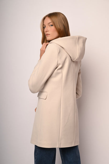 Uzzia – Cappotto Monopetto Donna con Cappuccio Elegante