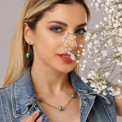 Lolita - Orecchini Pendenti Murano Azzurro Argento Donna