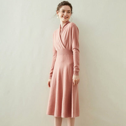 Elena - Abito Donna Cachemire Elegante Midi Pink