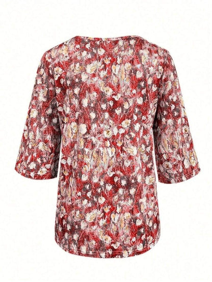 Elena – Maglietta Donna con Scollo a V e Stampa Floreale 12