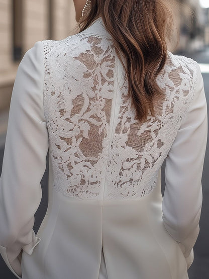 Elisa - Blazer Bianco Elegante Schiena Pizzo Bianco