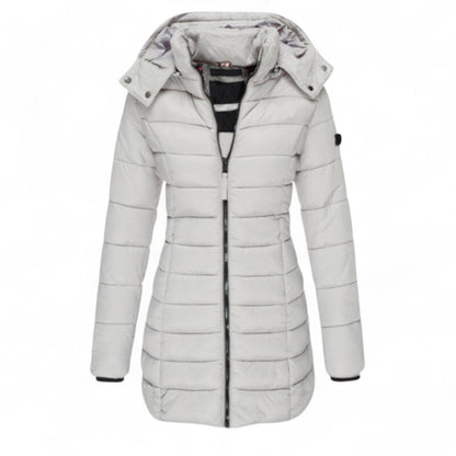 Bianca – Cappotto Moda con Cappuccio e Cerniera Donna