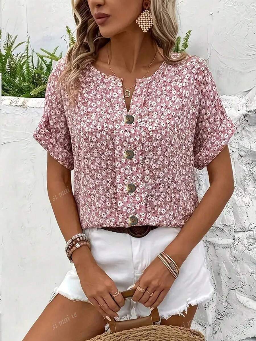 Emma – Camicetta Donna Taglie Forti con Stampa Fiorata Ditsy
