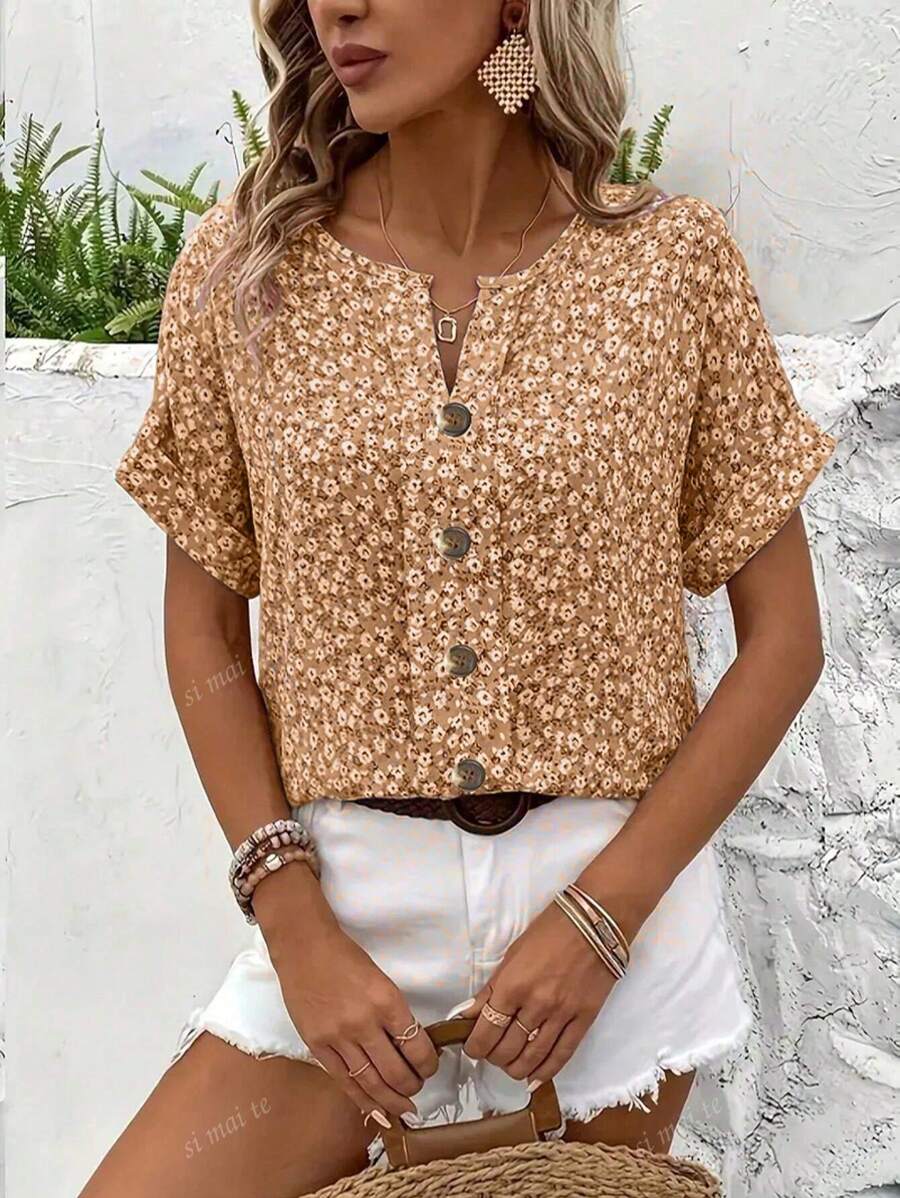 Emma – Camicetta Donna Taglie Forti con Stampa Fiorata Ditsy