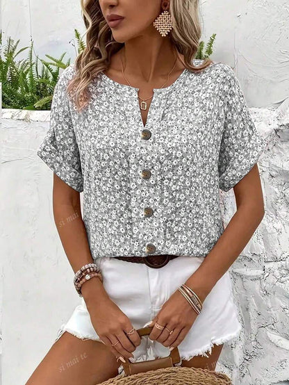 Emma – Camicetta Donna Taglie Forti con Stampa Fiorata Ditsy