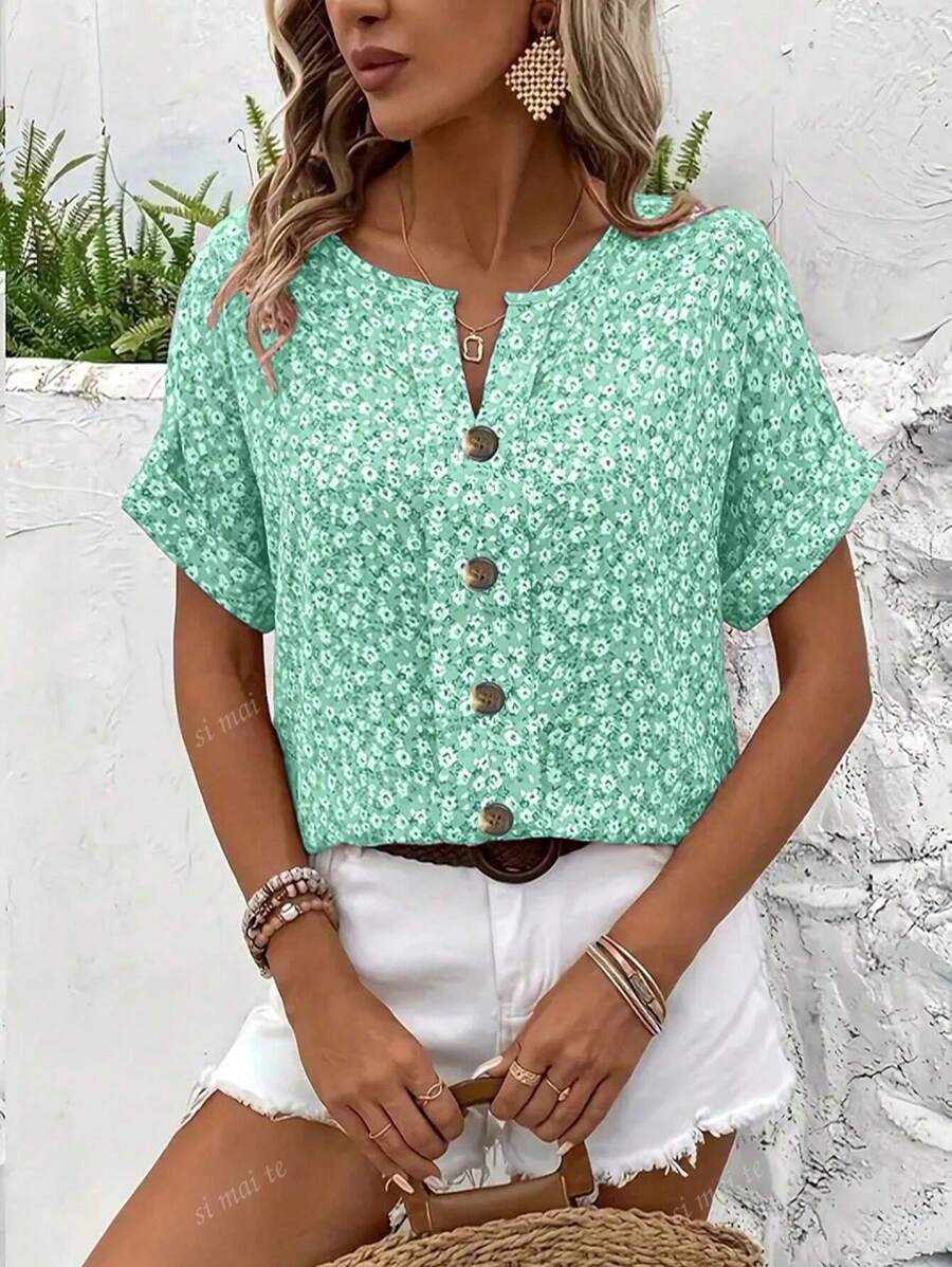 Emma – Camicetta Donna Taglie Forti con Stampa Fiorata Ditsy