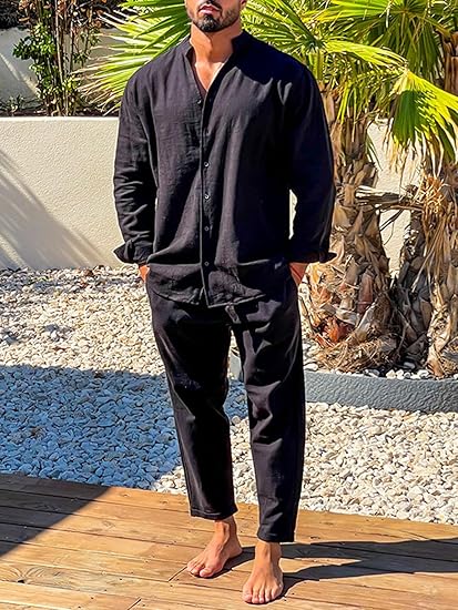 Cosimo – Completo Coordinato Con Camicia Collo Alla Coreana E Pantaloni