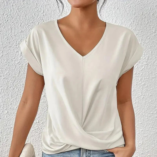 Evelina - Blusa con Scollo a V per Donna Bianco