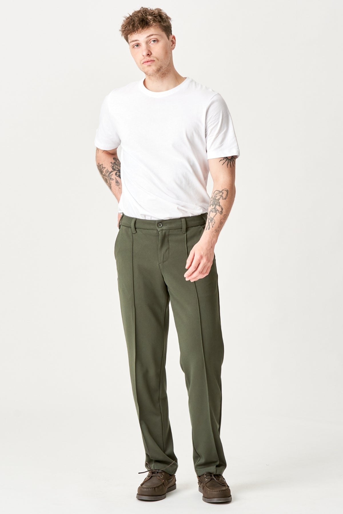 Laurino - Pantaloni Uomo Performance Oliva Scura Casual