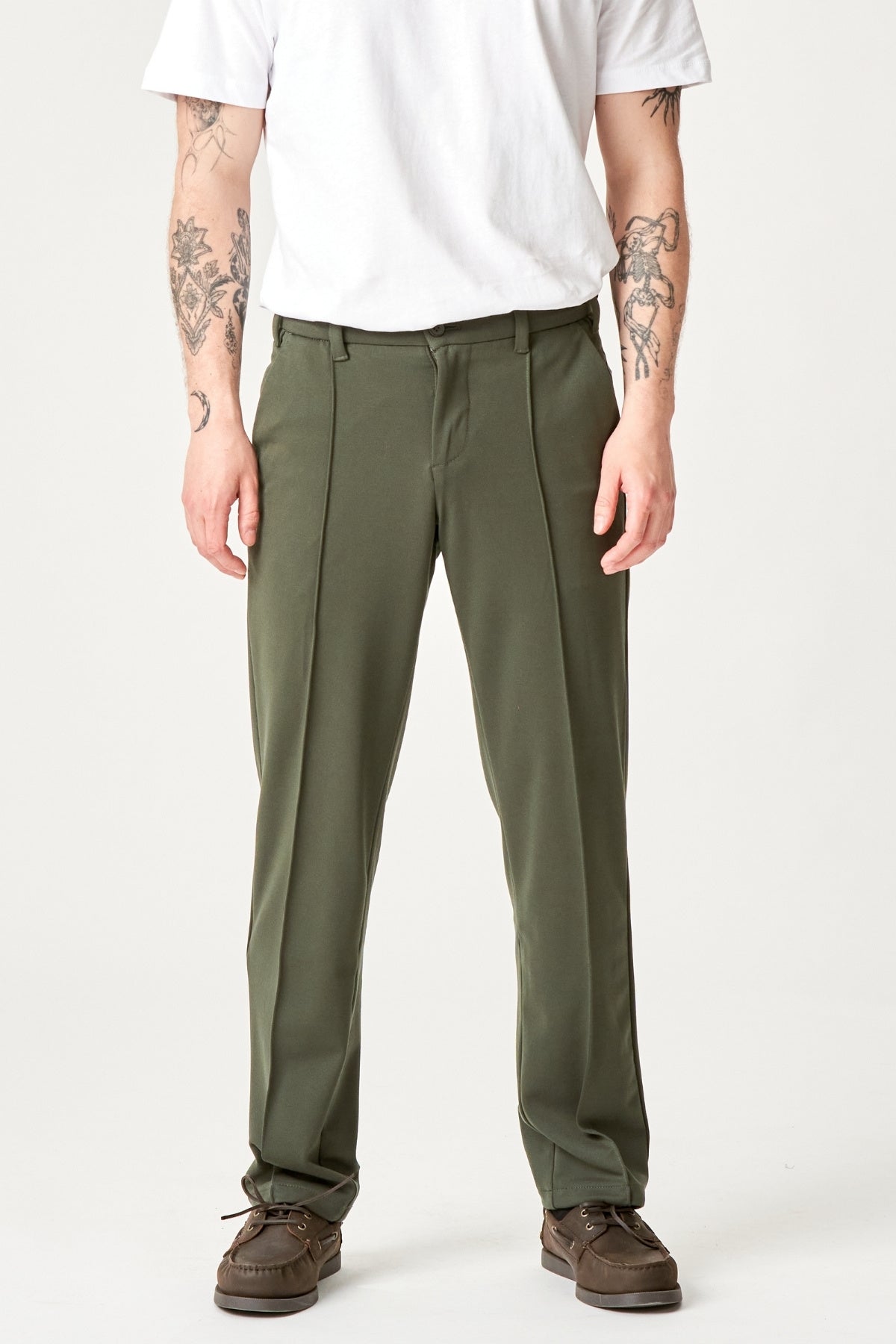 Laurino - Pantaloni Uomo Performance Oliva Scura Casual