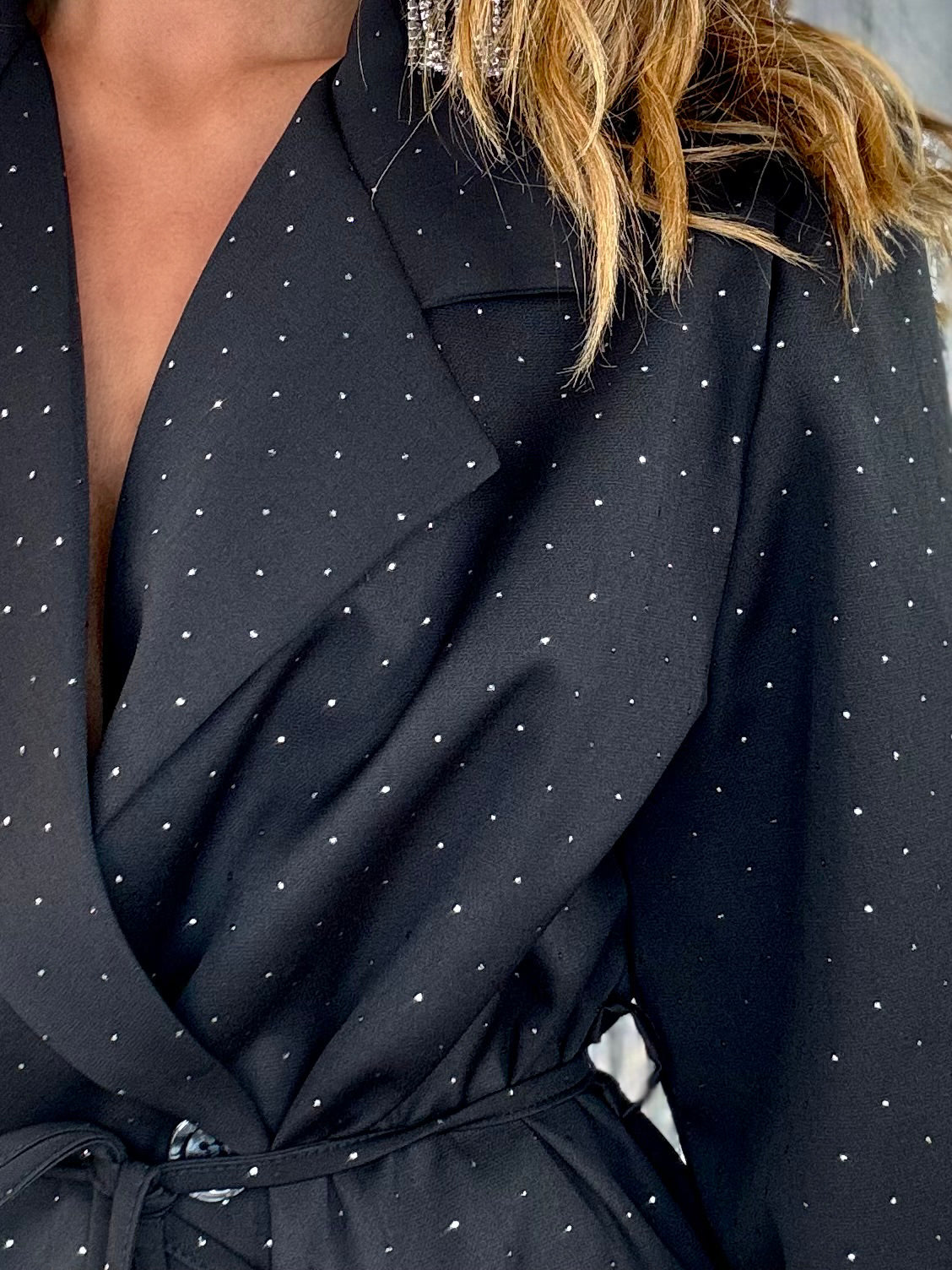Jasmin – Blazer Over Kimono Con Strass Nero