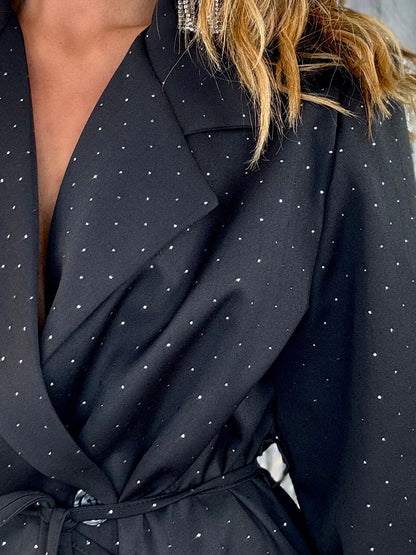 Jasmin – Blazer Over Kimono Con Strass Nero