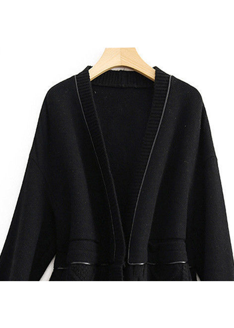 Ignazia - Cappotto Donna Nero Scollo V Patchwork