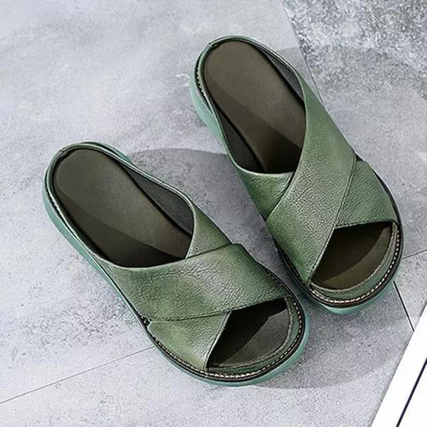 Fedora - Sandali Donna in Pelle Comfort Casual Verde