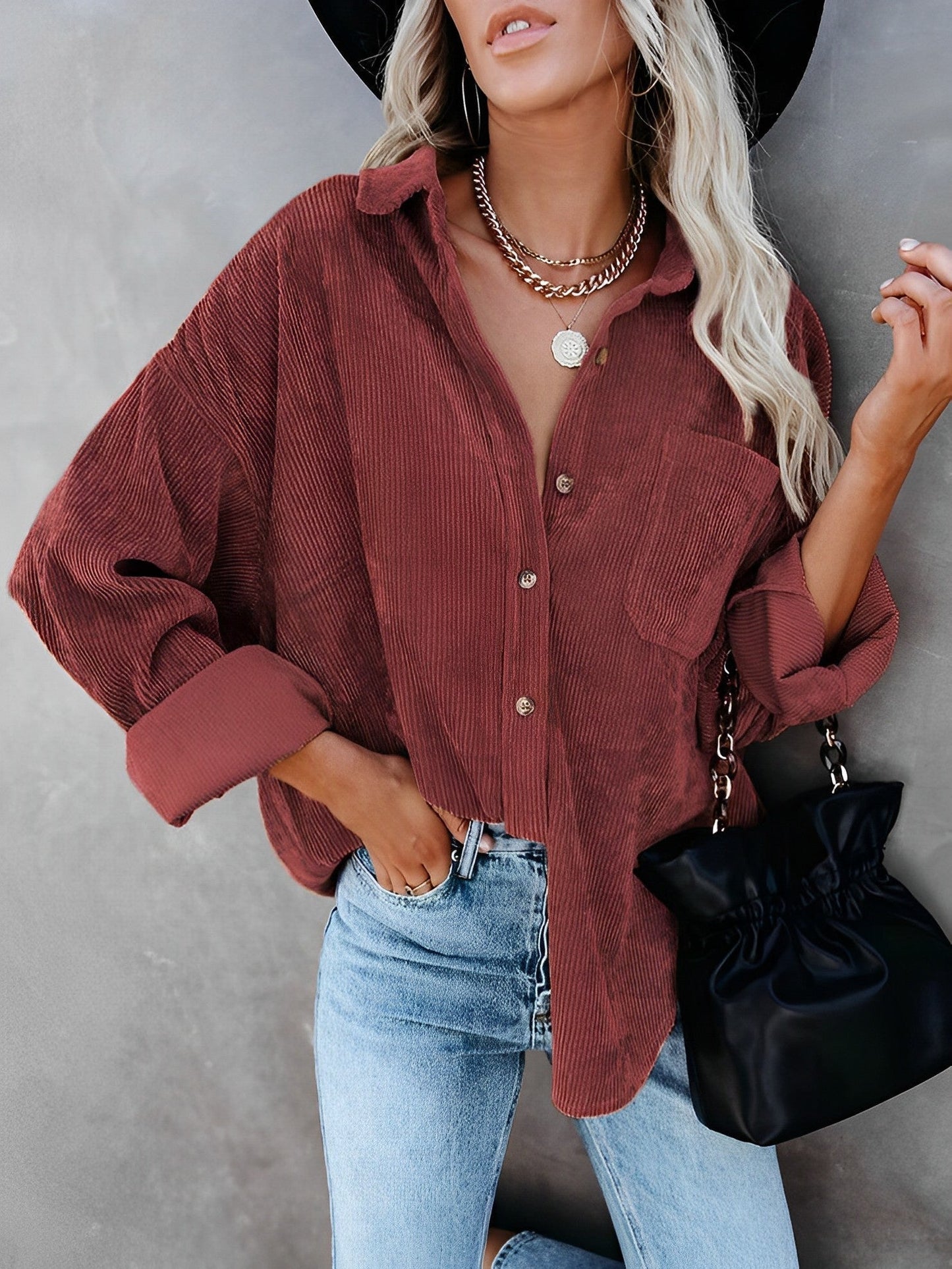 Ines – Giacca in Corda con Bottoni Stile Casual