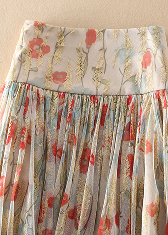 Vittoria - Gonna Tulle Stampata Zip Aderente
