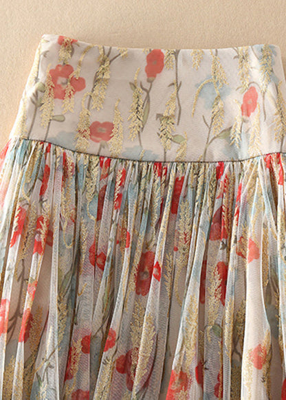 Vittoria - Gonna Tulle Stampata Zip Aderente