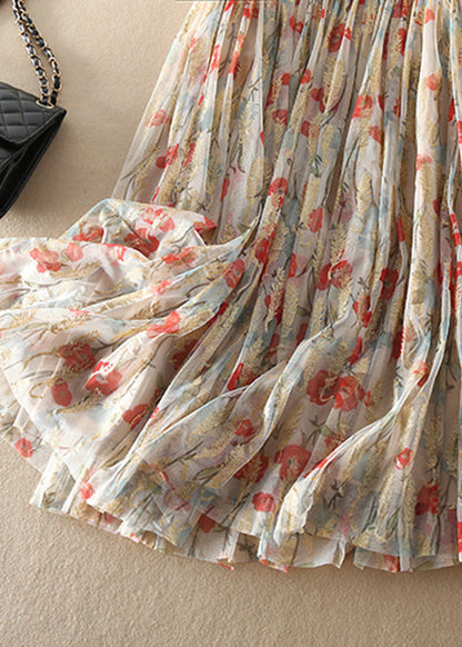 Vittoria - Gonna Tulle Stampata Zip Aderente