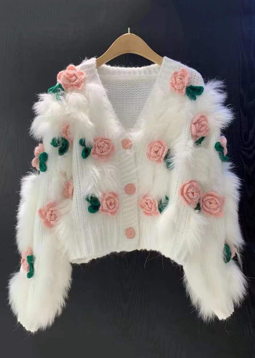 Ivana - Cardigan Donna Floreale Scollo V Primaverile