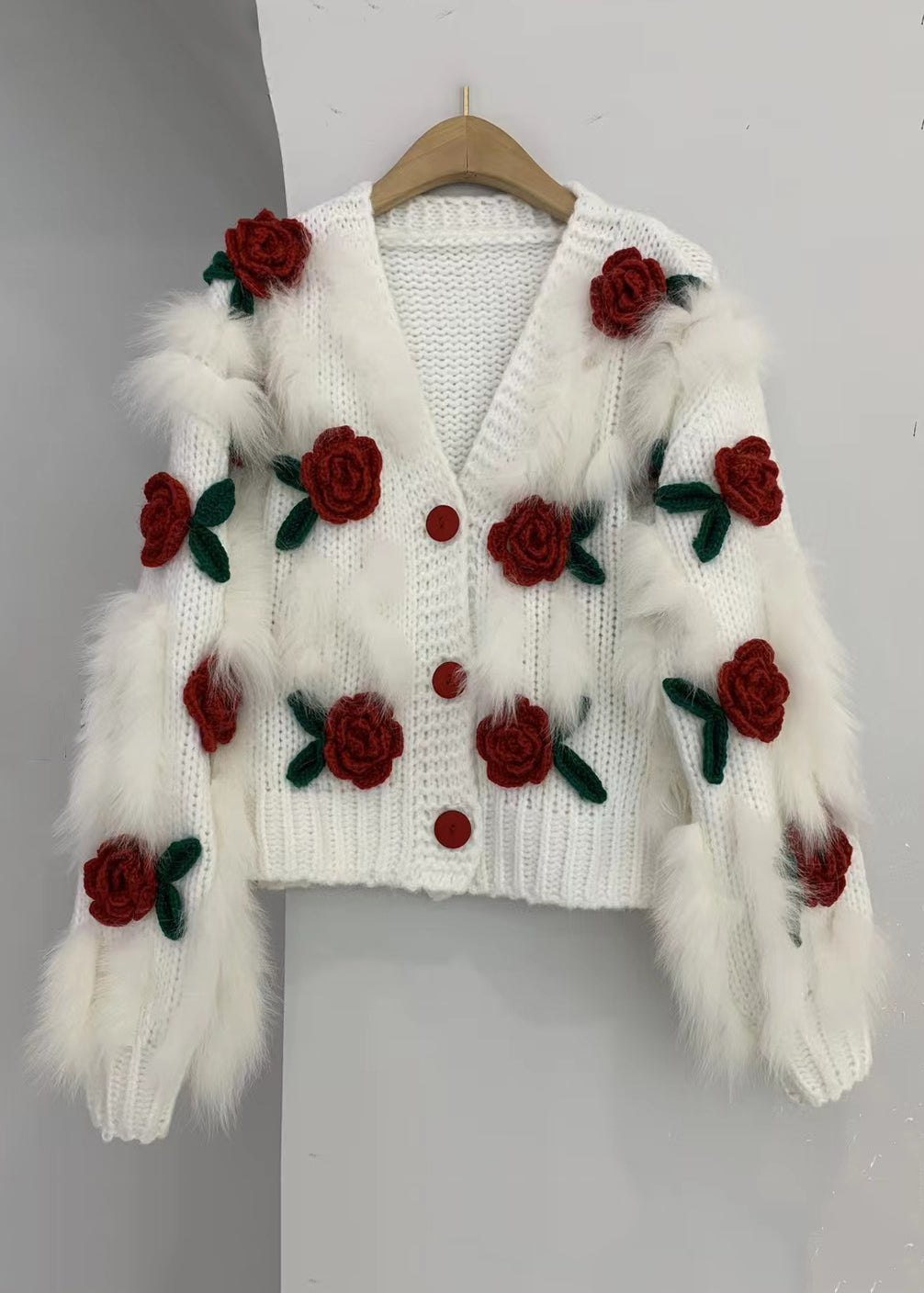 Ivana - Cardigan Donna Floreale Scollo V Primaverile
