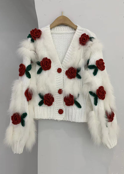 Ivana - Cardigan Donna Floreale Scollo V Primaverile