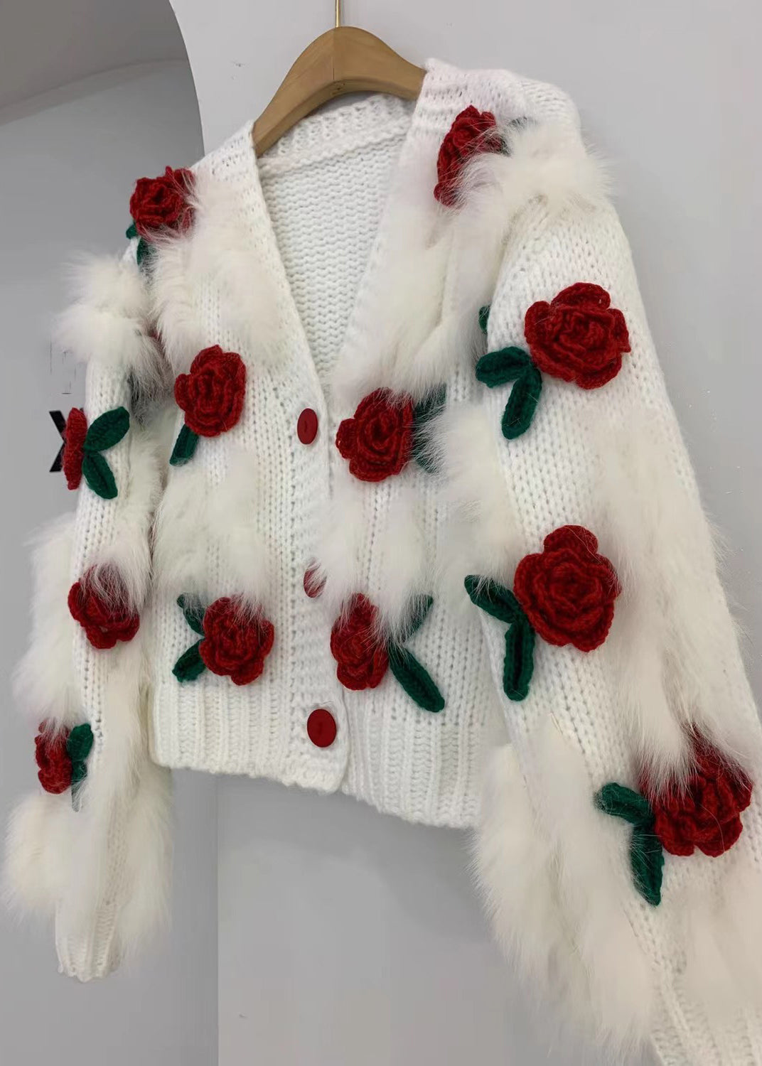 Ivana - Cardigan Donna Floreale Scollo V Primaverile