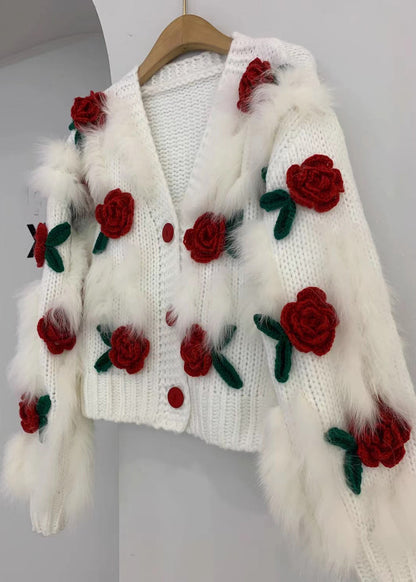 Ivana - Cardigan Donna Floreale Scollo V Primaverile