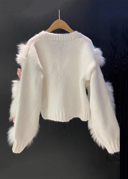 Ivana - Cardigan Donna Floreale Scollo V Primaverile