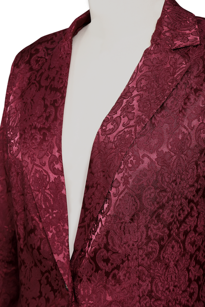 Fortunata - Schicker Weißer Blazer mit roter Rosenstickerei Borgogna