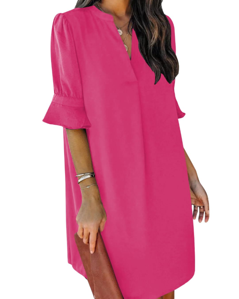 Beatrice – Vestito Casual Con Scollo A V, Volant E Fantasia Floreale