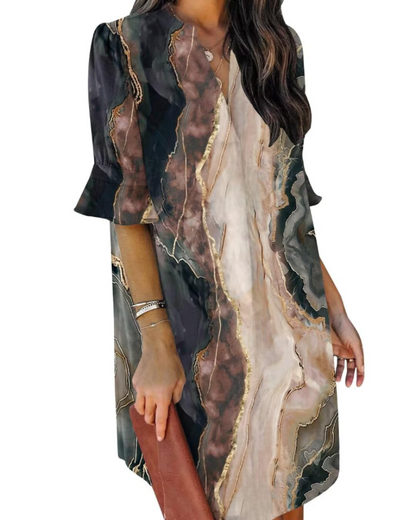 Beatrice – Vestito Casual Con Scollo A V, Volant E Fantasia Floreale