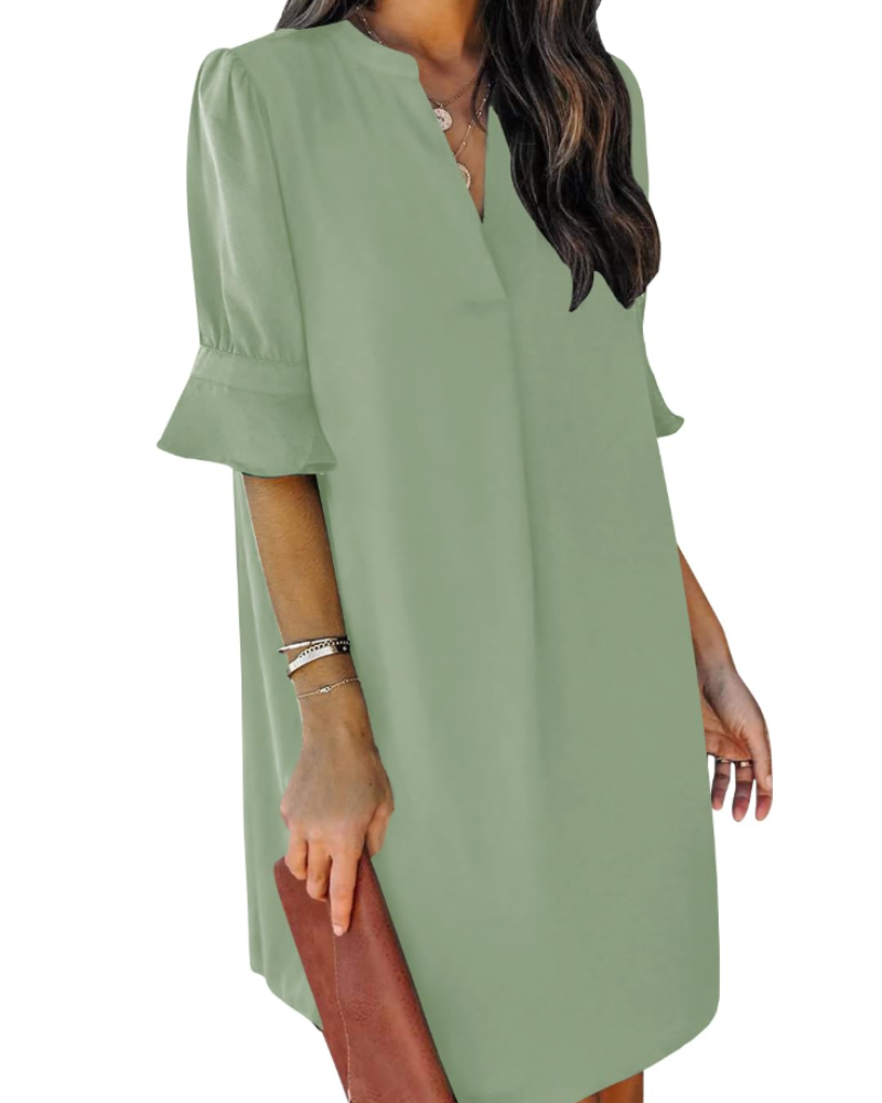 Beatrice – Vestito Casual Con Scollo A V, Volant E Fantasia Floreale