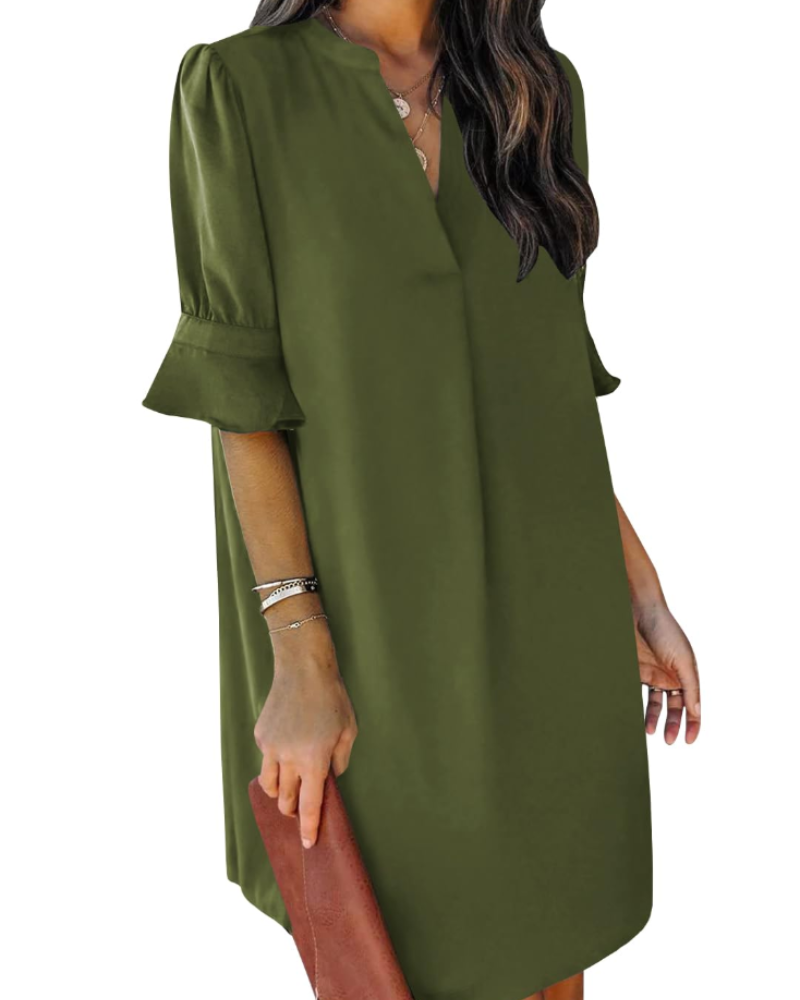 Beatrice – Vestito Casual Con Scollo A V, Volant E Fantasia Floreale