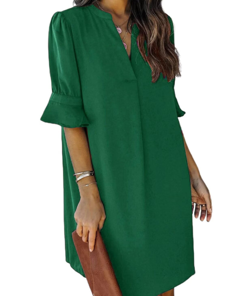 Beatrice – Vestito Casual Con Scollo A V, Volant E Fantasia Floreale