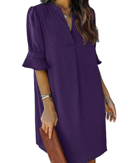 Beatrice – Vestito Casual Con Scollo A V, Volant E Fantasia Floreale