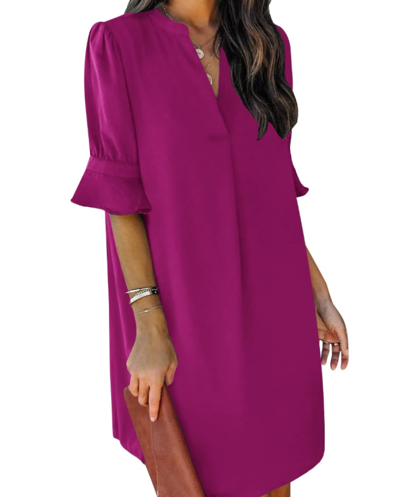 Beatrice – Vestito Casual Con Scollo A V, Volant E Fantasia Floreale