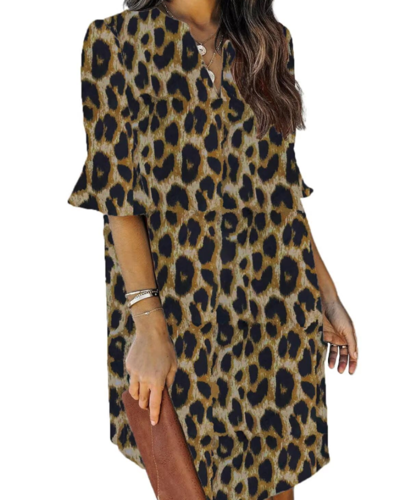Beatrice – Vestito Casual Con Scollo A V, Volant E Fantasia Floreale