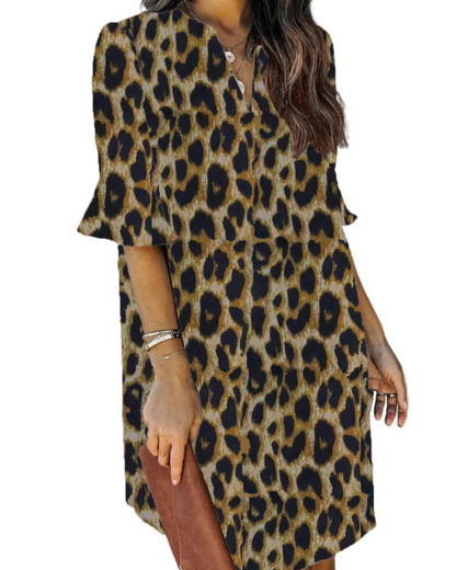 Beatrice – Vestito Casual Con Scollo A V, Volant E Fantasia Floreale