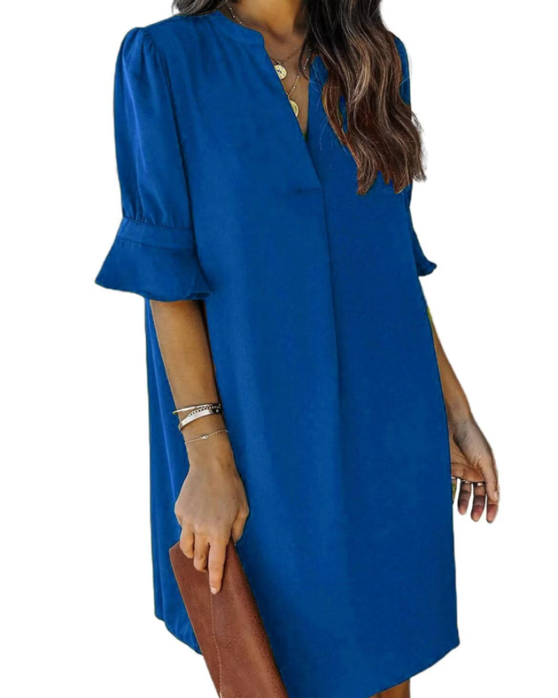 Beatrice – Vestito Casual Con Scollo A V, Volant E Fantasia Floreale