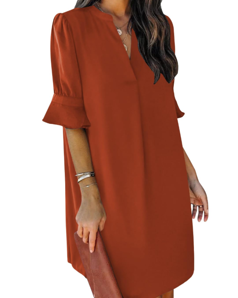 Beatrice – Vestito Casual Con Scollo A V, Volant E Fantasia Floreale