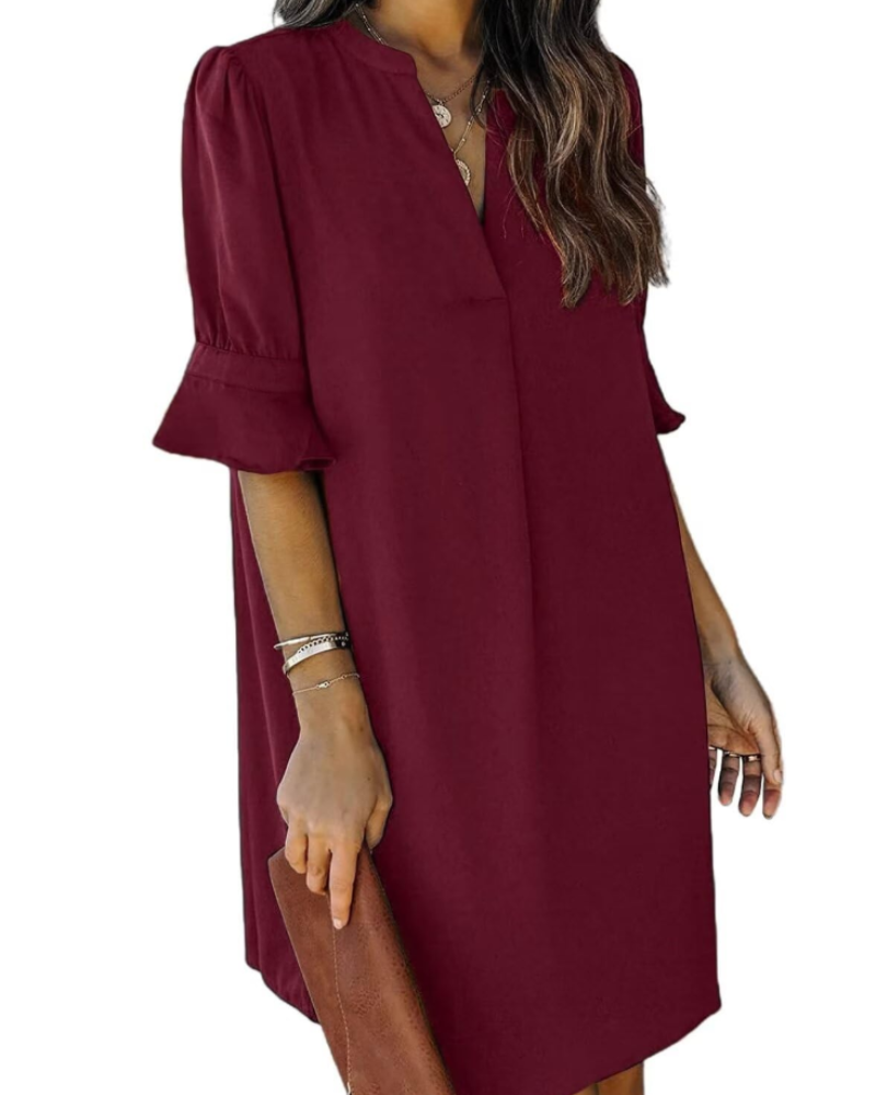 Beatrice – Vestito Casual Con Scollo A V, Volant E Fantasia Floreale