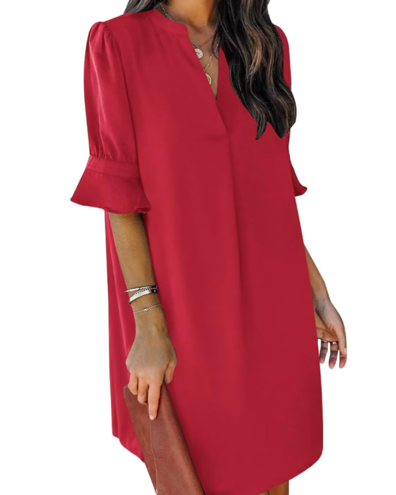 Beatrice – Vestito Casual Con Scollo A V, Volant E Fantasia Floreale