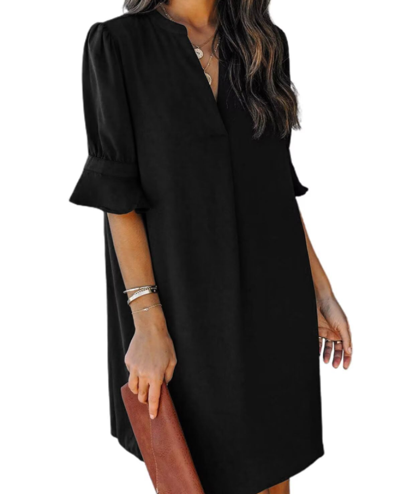Beatrice – Vestito Casual Con Scollo A V, Volant E Fantasia Floreale