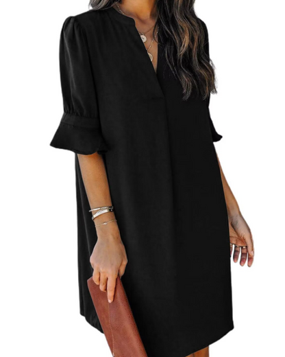 Beatrice – Vestito Casual Con Scollo A V, Volant E Fantasia Floreale