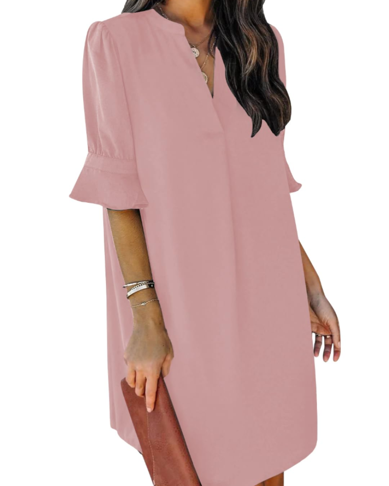 Beatrice – Vestito Casual Con Scollo A V, Volant E Fantasia Floreale