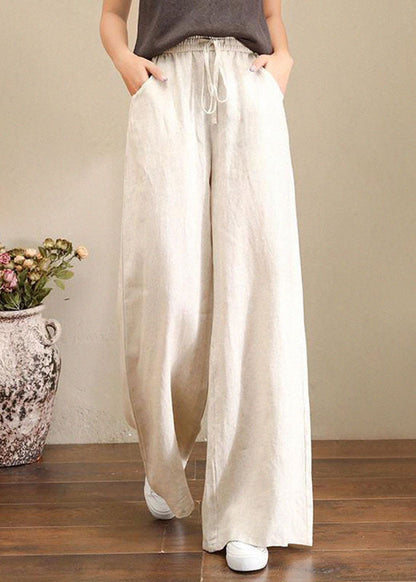 Emma - Pantaloni Ampi Grigi Vita Elastico Estate