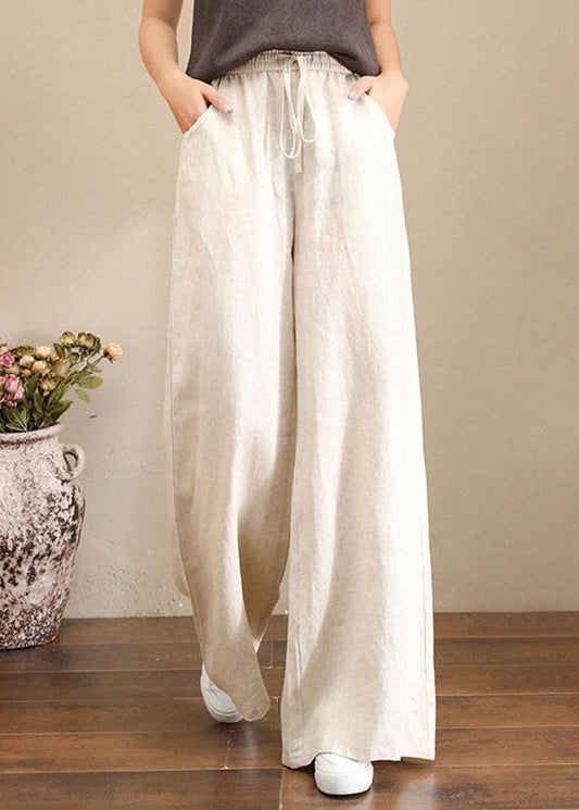 Emma - Pantaloni Ampi Grigi Vita Elastico Estate